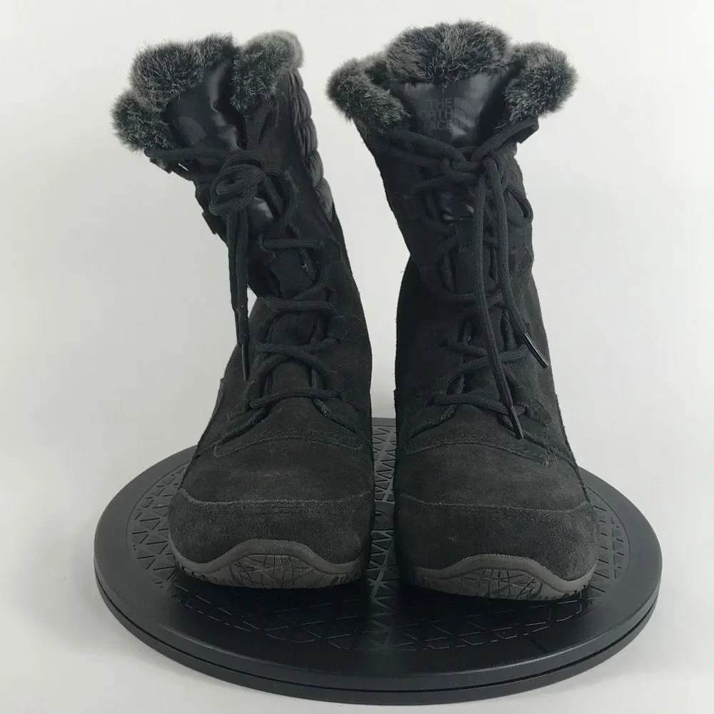 The North Face Nuptse Purna II Black Suede Winter Boots Women’s Size 9.5 - Picture 2 of 11